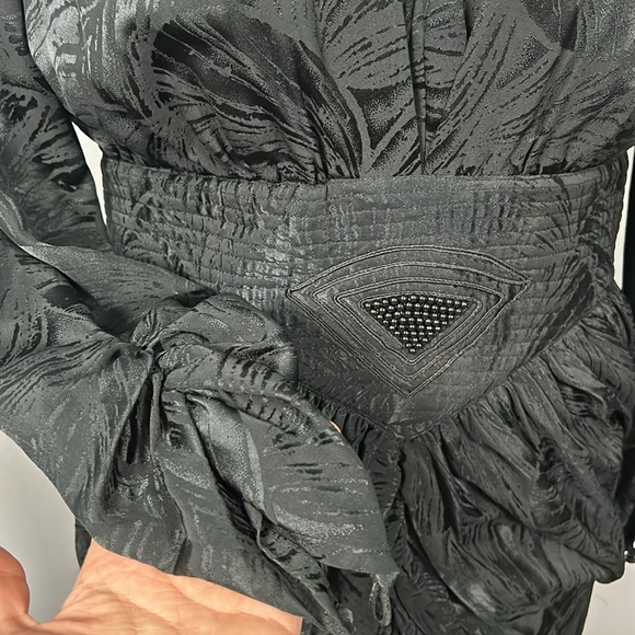 Vintage Silk Saint Romei A-Line Layered Midi Skirt V-Neck Dress size small - Picture 6 of 16